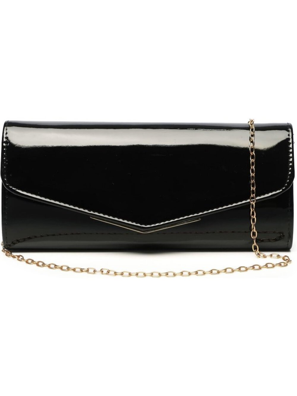 Women's Black Patent Leather Envelope Clutch Purse Evening Crossbody Bag